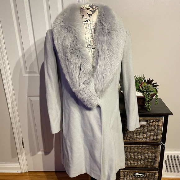 J. Percy dyed fox Fur 100% Lambswool One button 100% Satin Lined Timeless pastel - Picture 2 of 6